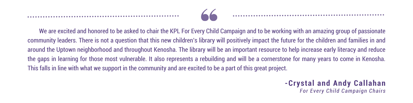 KPL Kids Website - Capital Campaign -Quote Banner